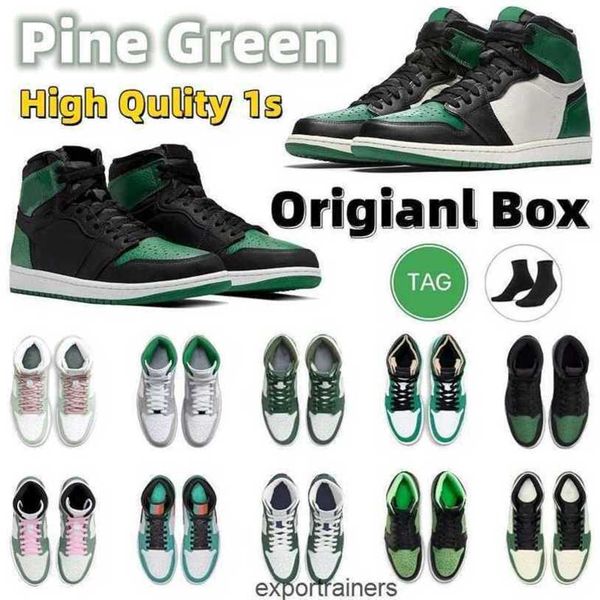 

with jumpman 1 1s basketball shoes for men high sneakers women pine green seafoam volt gold university blue smoke grey digital pink xfq4, Black