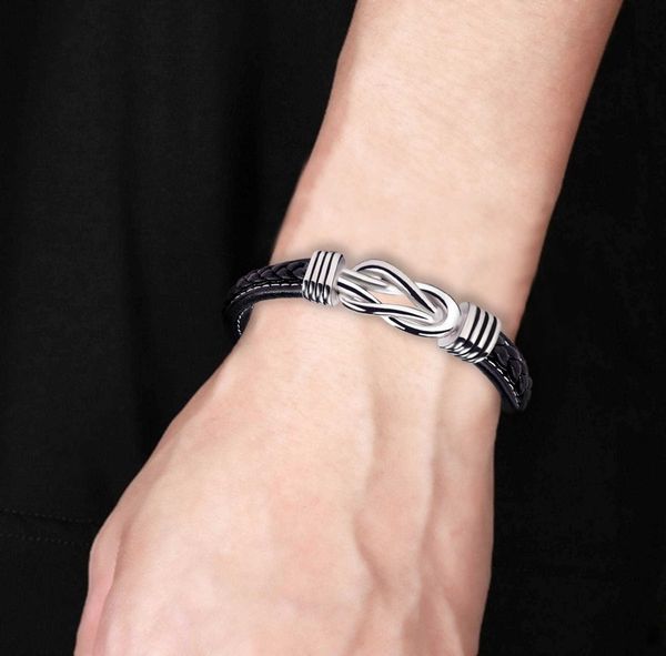 

bracelets fashion commuting leather lovemyson magnetic fried dough twist stainless steel men's bracelet link a, Black