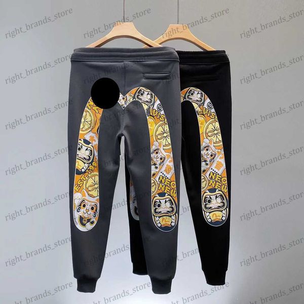 

men's pants suede ev lucky cat print pants couple fashion casual pants cd2250 t230311, Black