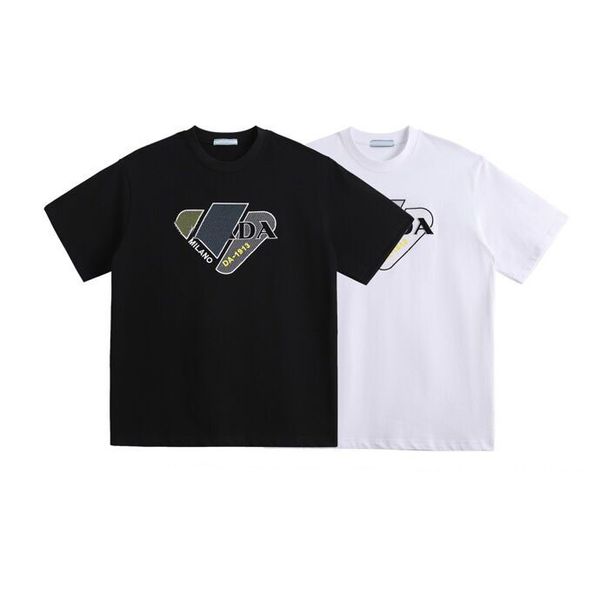 

2023ss spring and summer t shirt pure cotton fabric os version round neck short-sleeved women's men's high-quality men's t sh, Black;brown