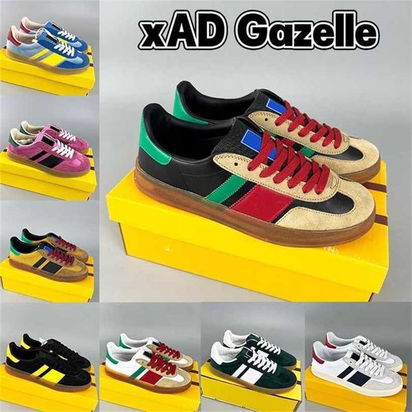 

luxury xad gazelle sneaker mens casual shoes white black leather wheat suede blue pink velvet beige ebony canvas fashion low men women desig