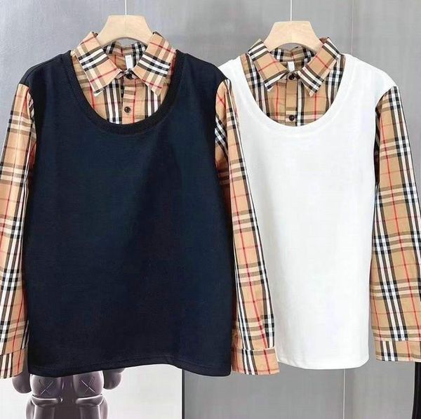

new mens fake two pieces sweatershirt classic casual sweater men spring autumn clothing sweaters men's knitting shirt women outwear clo, White;black