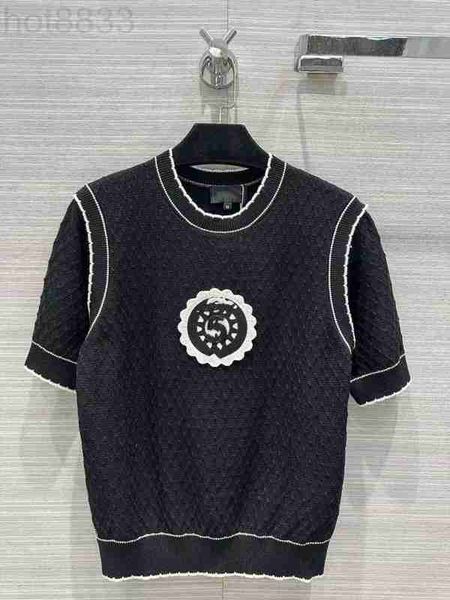 

women's sweaters designer brand same style 2023 new spring o neck short sleeve print high end jacquard pullovers sweater 33vf, White;black