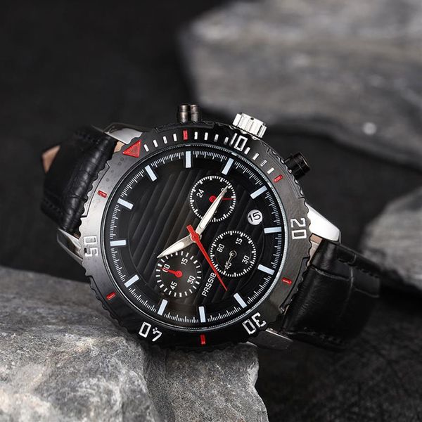

fashion stainless steel quartz man leather watch japan movement watch black wristwatches life waterproof brand male clock 249q, Slivery;brown