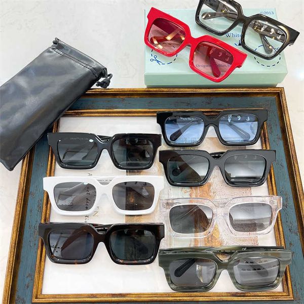 

2023 luxury sunglasses %70 factory direct retail chaopai transparent frame white fashion men and women hip-hop off personality ow40001u, White;black