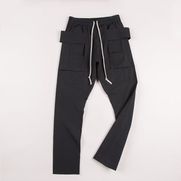 

men's pants american famous brand ro drawstring pure colour cargo pants streetwear techwear men's clothing traf women's pants, Black