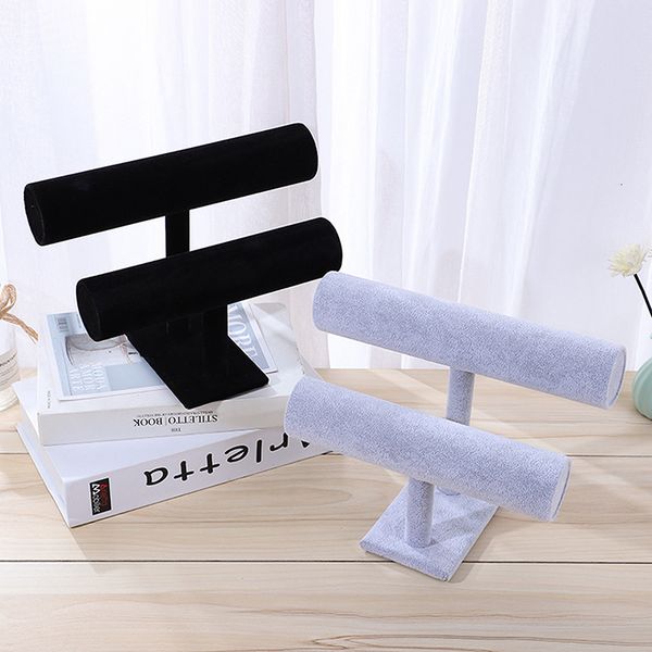 

jewelry boxes ttype velvet bracelet chain watch jewelry display stand headband headdress organizer storage holders jewelry store display 1 p, Black;white