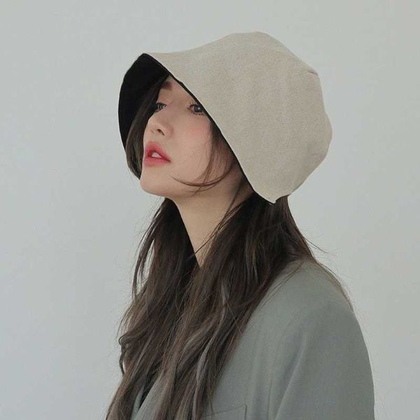 

wide brim hats korean designer bucket hats women gap-type casual niche solid color fisherman hat all-match solid color men's caps p2303, Blue;gray