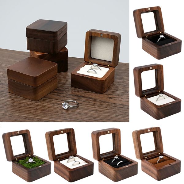 

jewelry boxes vintage wood ring holder jewelry box organizer marriage wedding ceremony ring box gift packaging stud earring display boxes 23, Black;white