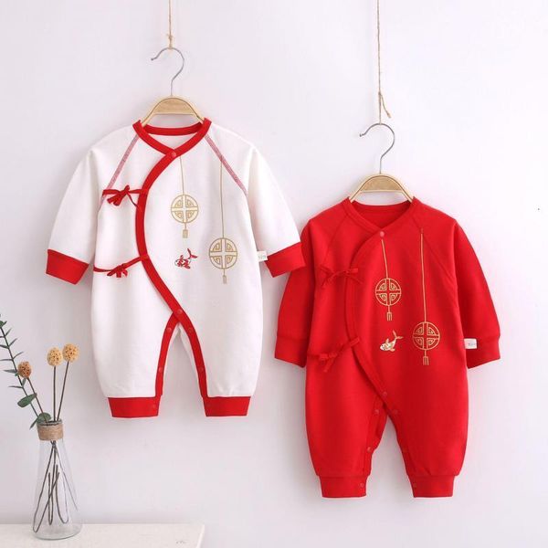 

rompers year baby girls clothes autumn and spring cotton rompers for boys born 0-6m chinese style red climbing jumpsuits ins 230311, Blue
