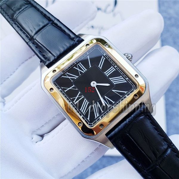 

2023 sales women's watch all stainless steel leather strap square fashion watch women's quartz watch, Slivery;brown