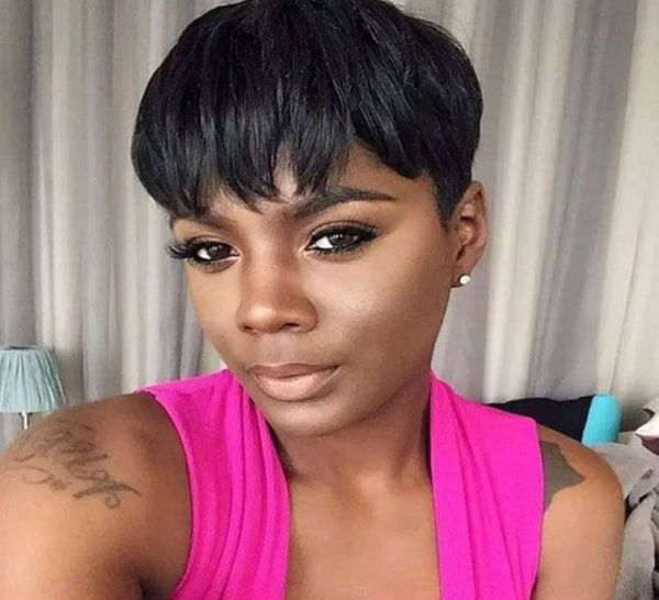 

short pixie human hair wigs side bangs short wig for women short pixie wigs for women boy cut wigs 1b color fashion short cut p1569946, Black