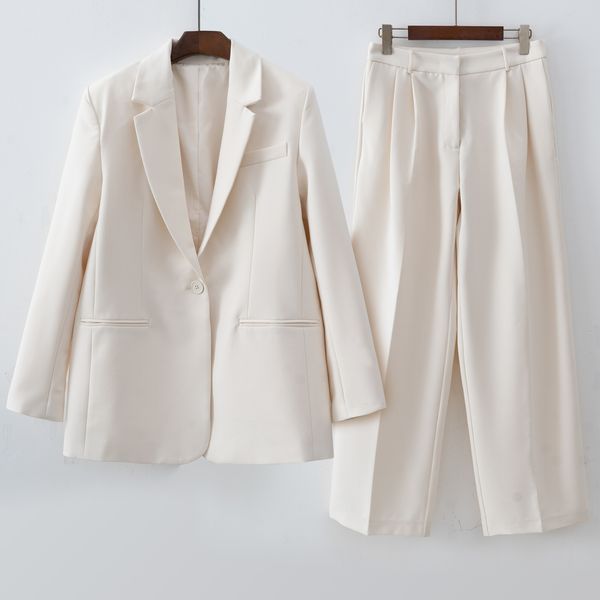 

women s two piece pants 2023 spring autumn women blazer sets 230311, White