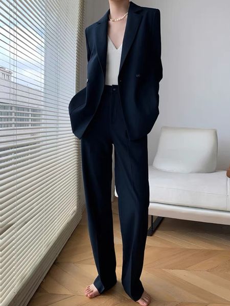 

women's suits blazers vintage loose women trousers suits formal casual business jacket pencil pants ladies two pieces blazer set femme, White;black
