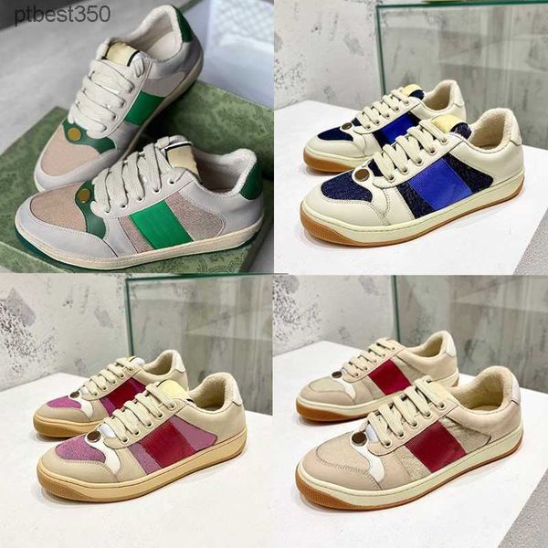 

designer sneakers ggity shoes casual shoes with ggsity box women screener leather sneakers men designer shoes web green red stripe shoe hw, Black