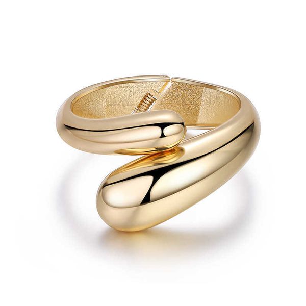 

s new jewelry cool wind double headed two-color splicing open gold-plated spring bracelet female link a, Black