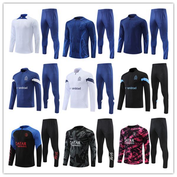 

chandal tuta psgs soccer tracksuit training suit maillot soccer kit 22 23 football tracksuits jersey survetement messis mbappe 2023 mens and, Black