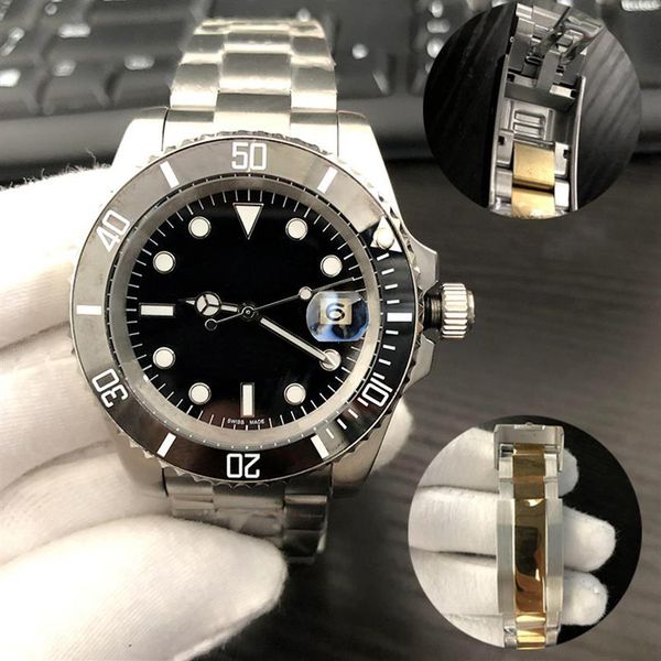 

u1 automatic mechanical ceramic watch mens watch gliding clasp all stainless steel 40mm sapphire swimming super bright luminous wa2557, Slivery;brown