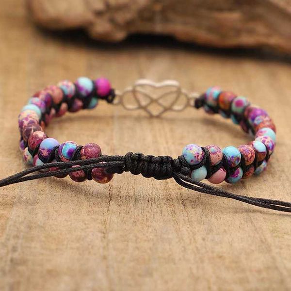 

bracelets ornaments bohemian style hand-woven double-layer natural stone hollowed-out love stainless steel bracelet link a, Black