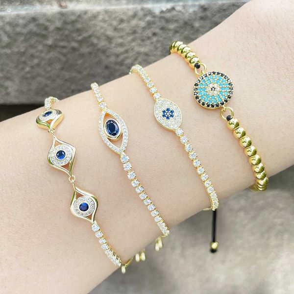 

s 2023 new fashion devil's female personality creative blue eye bracelet brh63, Black