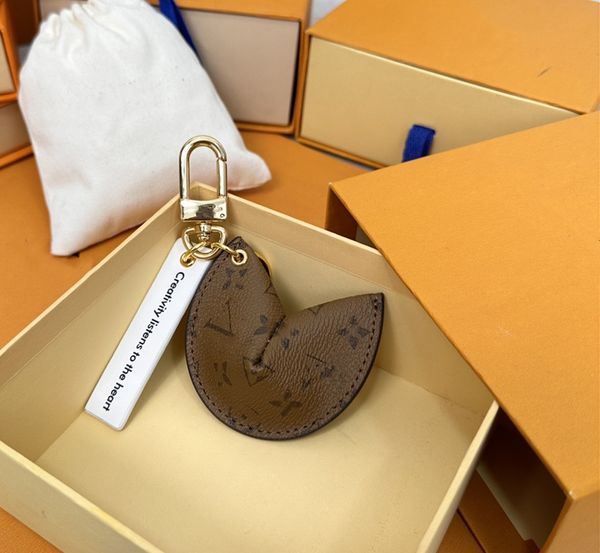 

with box fortune cookie bag hanging car keychain flower charm jewelry women men gifts fashion pu leather key chain accessories88, Silver