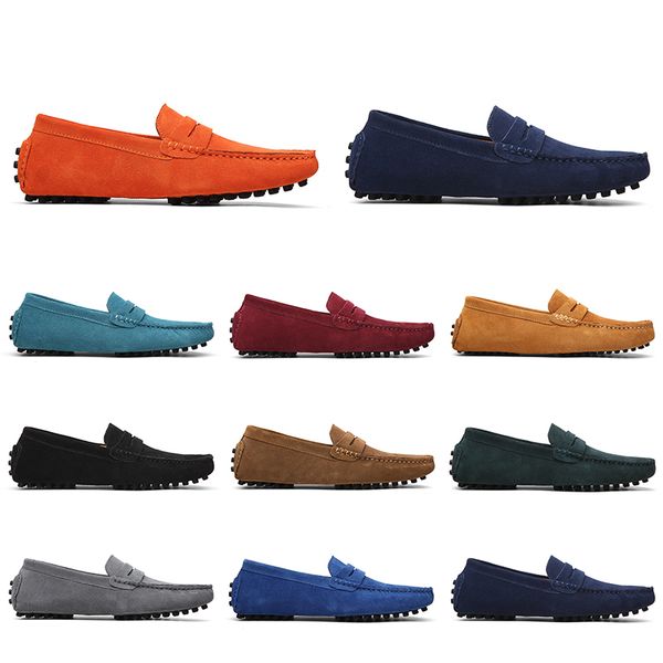 

mens women casual shoes leather soft sole black red orange blue brown comfortable outdoor sneaker 032