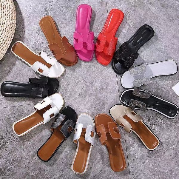 

beach slippers sandals summer flat heel slipperss flat bottom slippers leather sheepskin large size slippers 4142 yards women's shoes, Black