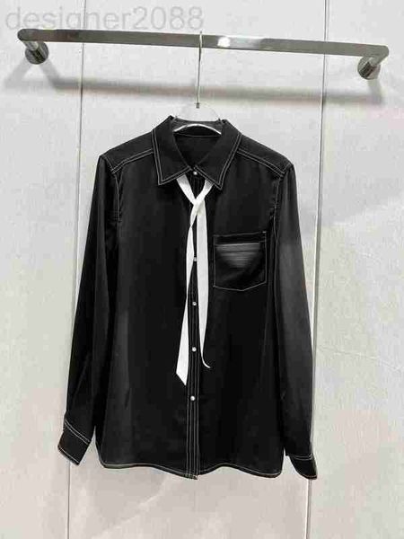 

women's blouses & shirts designer milan runway 2023 new spring summer lapel neck long sleeve brand same style 6yit, White