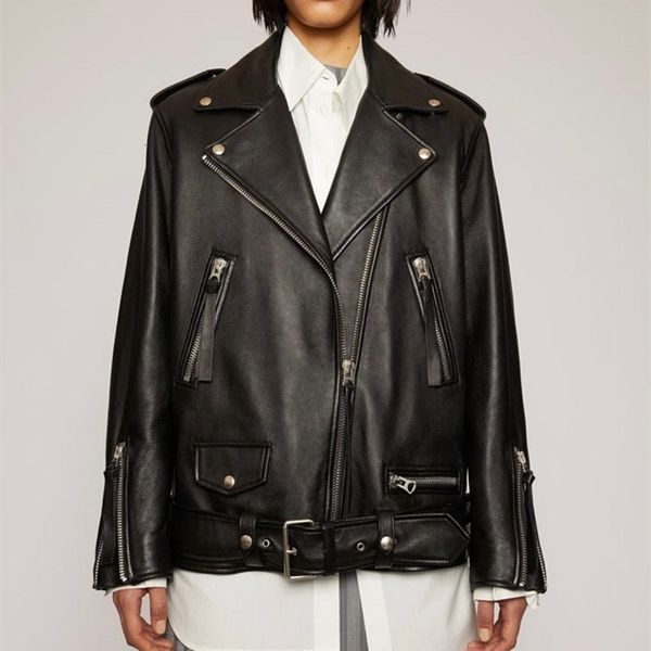 

women's jacket coats 100 genuine leather fashion lady natural sheepskin long sleeves jackets soft h1125 230310, Black;brown