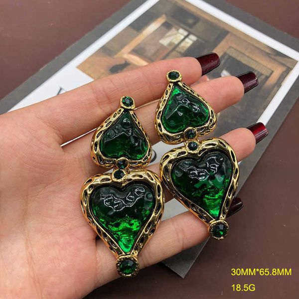 

eearings medieval gold plated old style love pendant jelly glaze lava effect silver needle earrings live broadcast linka, Golden