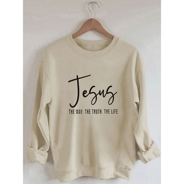 

women's tshirt jesus print retro vintage cotton long sleeves sweatshirt 230311, White