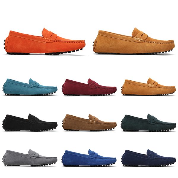 

mens women casual shoes leather soft sole black red orange blue brown comfortable outdoor sneaker 035