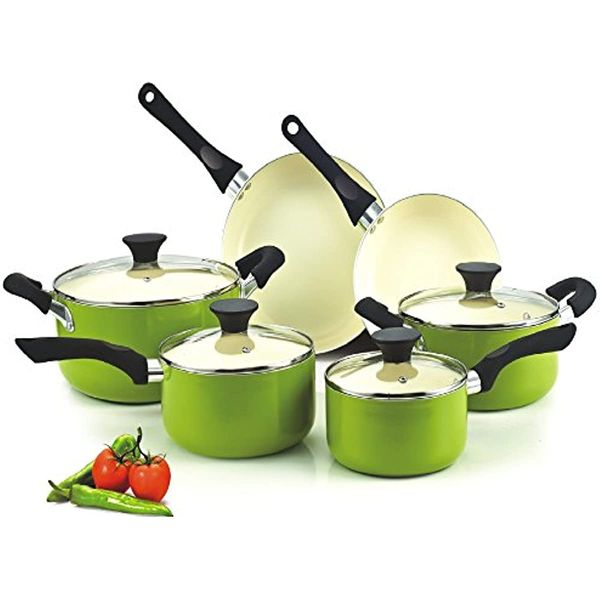 

cook n home ceramic coating cookware set, 10-piece