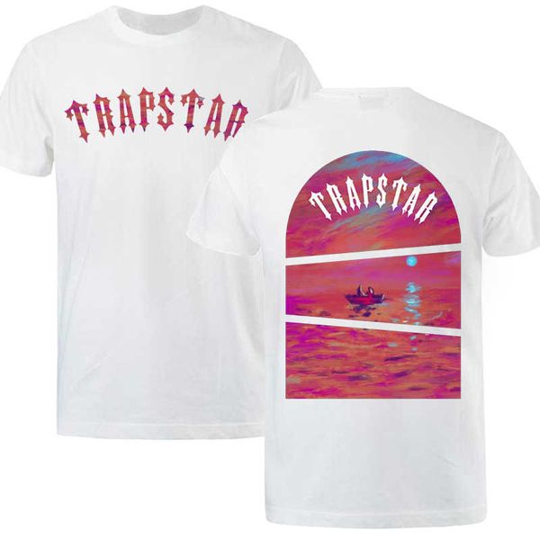

trapstar street brand t-shirts men sunset at sea art print t, Black;white