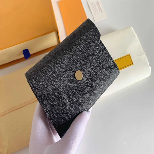 

luxurys designers wallets black purse bag fashion short victorine wallet embossed monograms empreinte classic pallas card holder zippy coin, Red;black