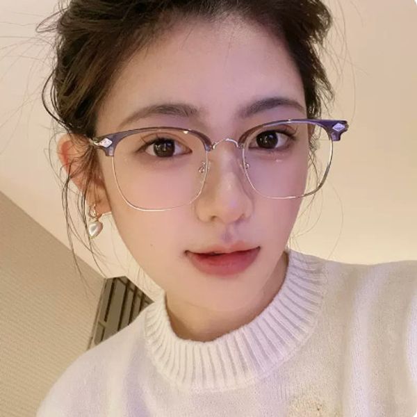 

designer sunglasses smith eyewear cold brown myopia glasses, women's anti-blue light anti-radiation half-rim glasses frame, men's, White;black