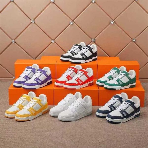 

designer sneakers men trainer casual shoes vintage platform trainers denim monograms shoes rubber canvas leather sneaker horq, Black