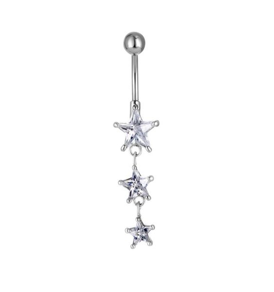 

d0614 1 color clear belly ring nice stars style with piercing body jewlery navel8889623, Silver