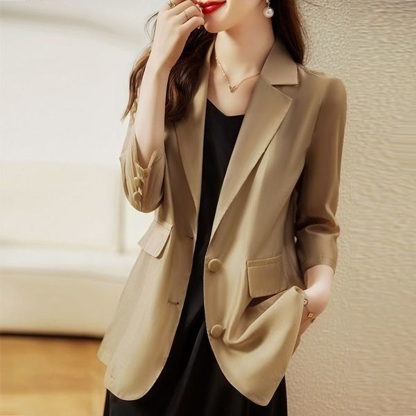 

women's suits blazers elegant lapel button pockets oversized all-match blazer women clothing autumn casual solid color office lady sui, White;black