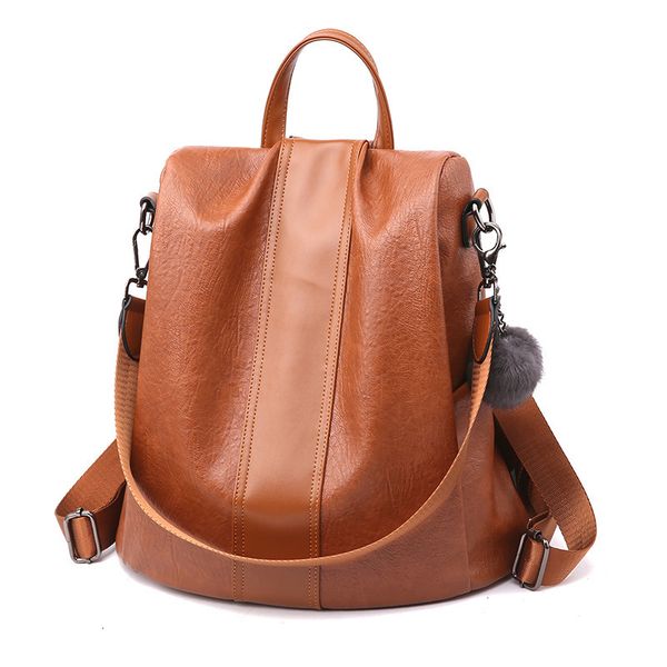 

school bags duzeala quality leather antithief women backpack large capacity hair ball bag for teenager girls male travel 230310