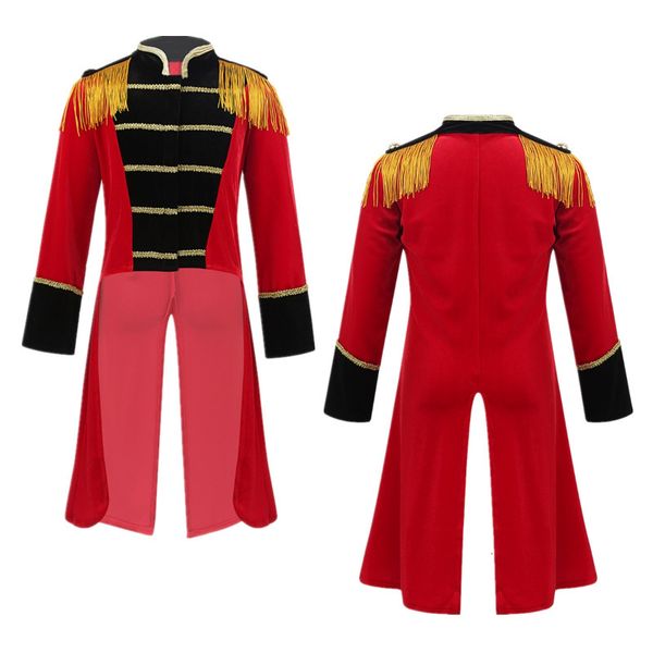 

tench coats halloween cosplay party long sleeves stand collar fringes gold trimmings tailcoat jacket kids boys circus ringmaster costume 230, Camo