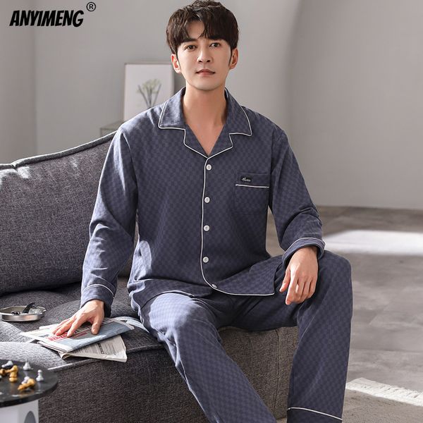 

men's sleepwear checkboards printing elegant mens sleepwear autumn spring winter plus size pajamas for man boys leisure luxury long pij, Black;brown