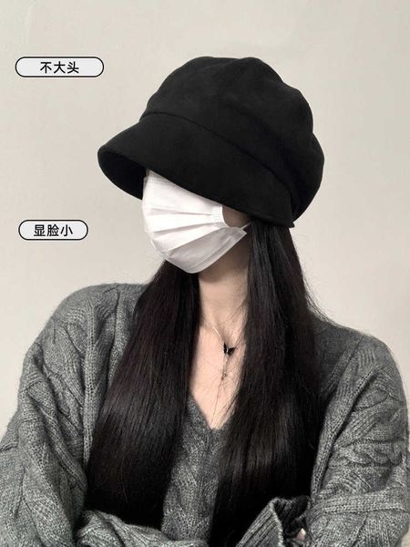 

fashion mask neck gaiter bailey 2022 women's autumn and winter suede fisherman with big head, small , plain face pile hat