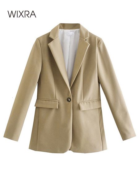 

women's suits blazers wixra women casual blazer single button high street long sleeve autumn spring vintage coat 230311, White;black