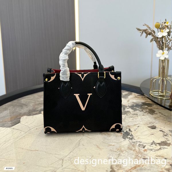 

luxury designer women embossing totes monograms onthego genuine leather bags louiseitys handbag purse tote lady shoulder bags crossbody fema
