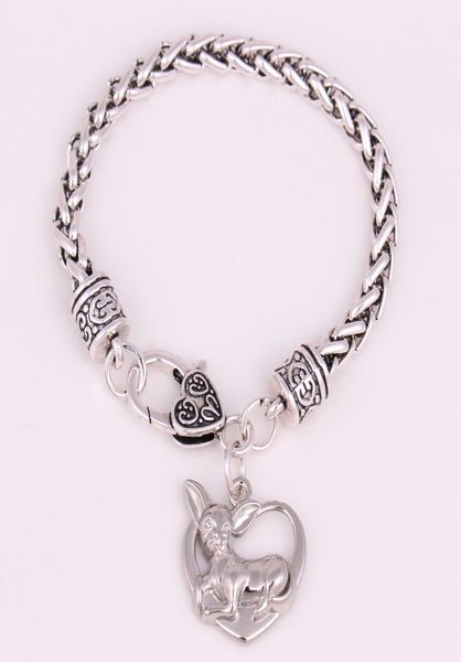 

lovely chihuahua bracelet animal hollow heart charm wheat link chain bracelet for women or men jewelry gift for dog lover8127658, Golden;silver