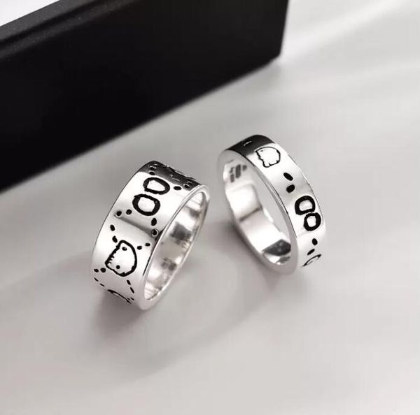 

brand rings for woman man heart ring fashion luxury ring for men women ghost designer rings jewelry sliver color, Silver