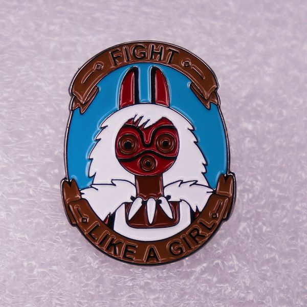 

fight like a girl pin cute anime movies games hard enamel pins collect metal cartoon brooch backpack hat bag collar lapel badges, Blue