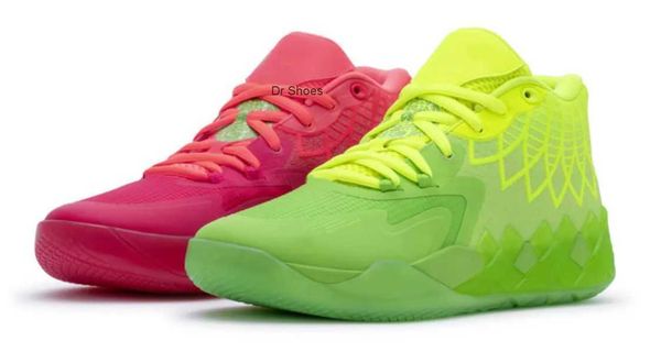 

mb1 rick and morty men women basketball shoes with box 2023 lamelo ball mb01 queen city green purple black red grey sport shoe
