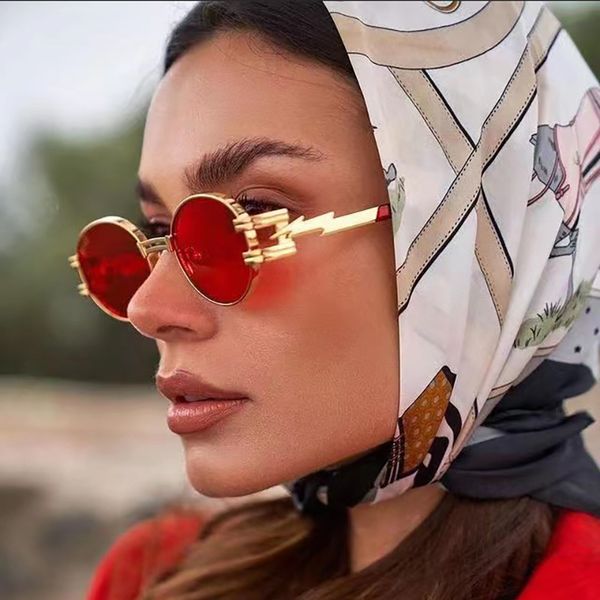

Vinnie Europe and America trend new punk sunglasses lightning personality foreign trade sunglasses female hip-hop sunglasses